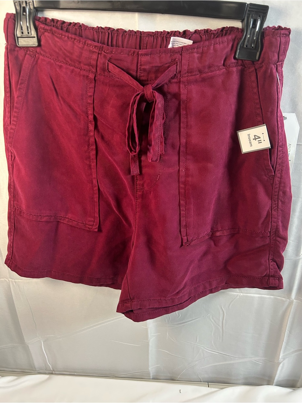 Time and Tru Berry Drawstring High Waist maroon Shorts(0-2)